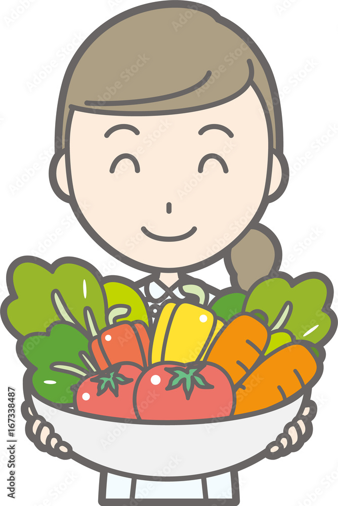 Illustration that nurses wearing white coats have various vegetables Illustration that nurses wearing white coats have various vegetables