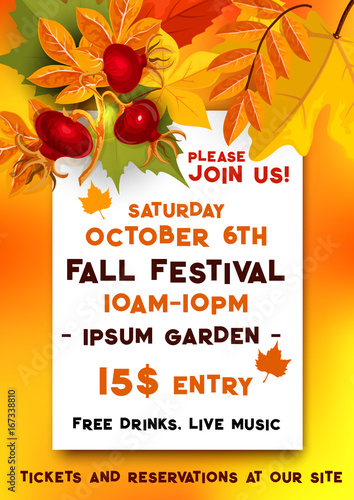 Fall festival of autumn harvest banner template