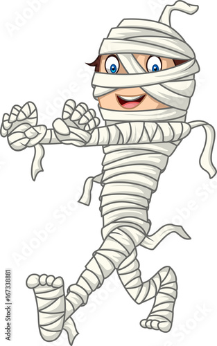 Cartoon kid with mummy costume
