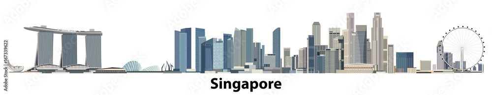 Naklejka premium Singapore city skyline vector illustration