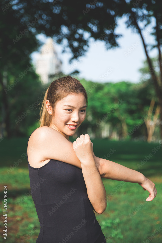 Young asian lady exercise outdoors Young asian lady exercise outdoors