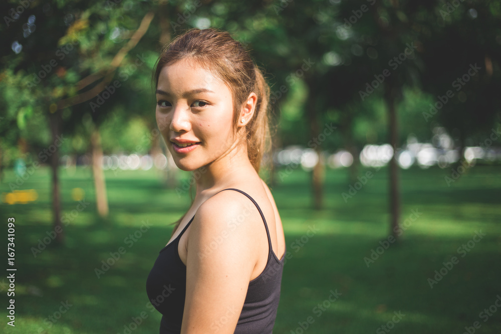 Young asian lady exercise outdoors Young asian lady exercise outdoors