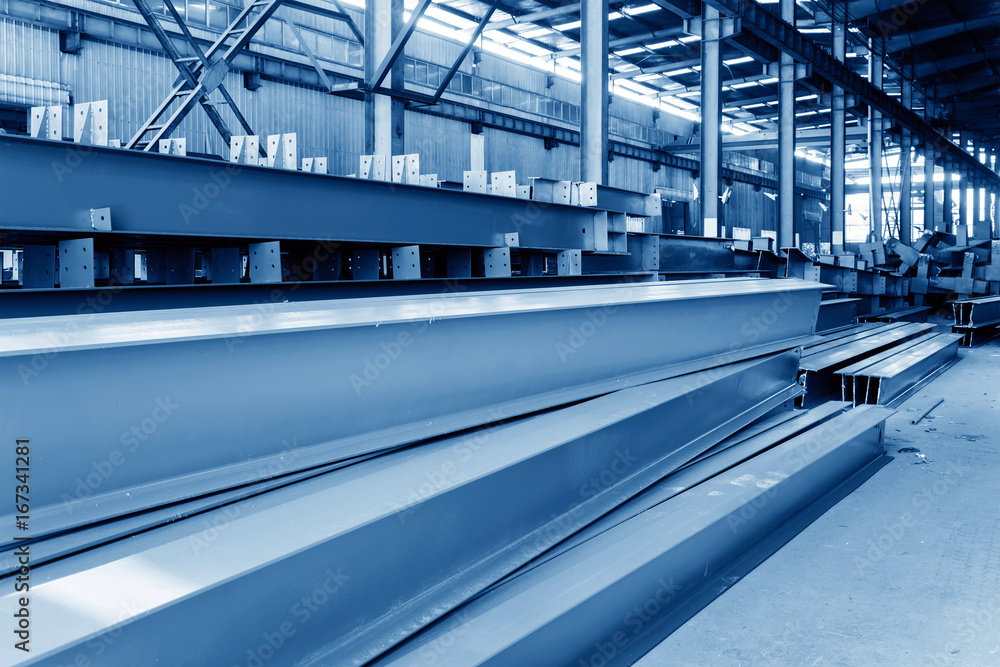 Naklejka premium Large steel factory warehouse