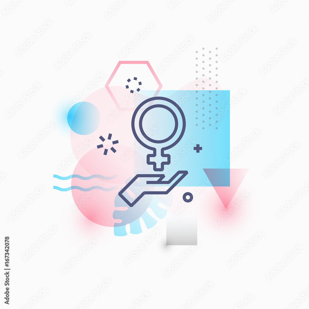 Emblem with hand and female symbol Emblem with hand and female symbol