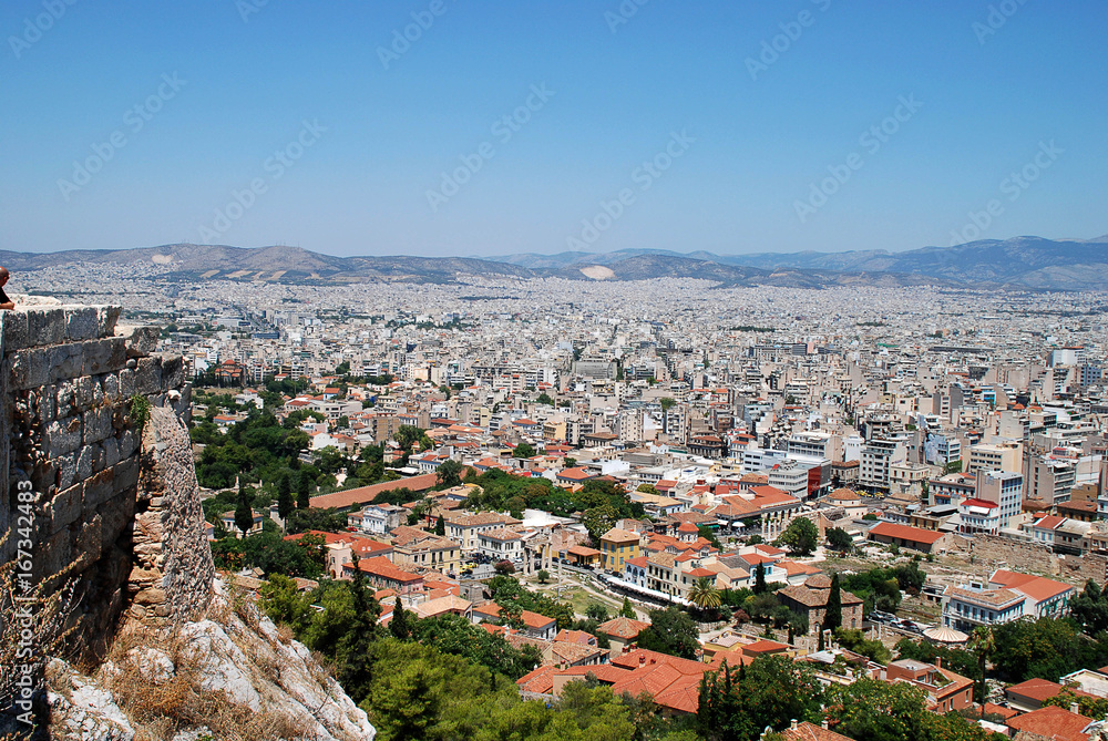 Panorama view from the Acropolis of Athens