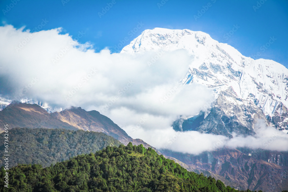 High mountains in the Himalaya, Pokhara, Nepa High mountains in the Himalaya, Pokhara, Nepa