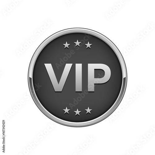 Silver black "Vip" badge  