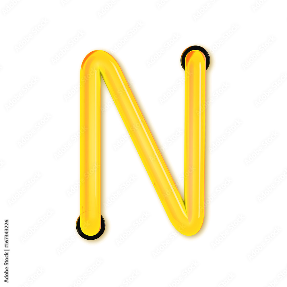 Neon tube style light letter N. Glowing neon Capital letter. 3D rendering Neon tube style light letter N. Glowing neon Capital letter. 3D rendering