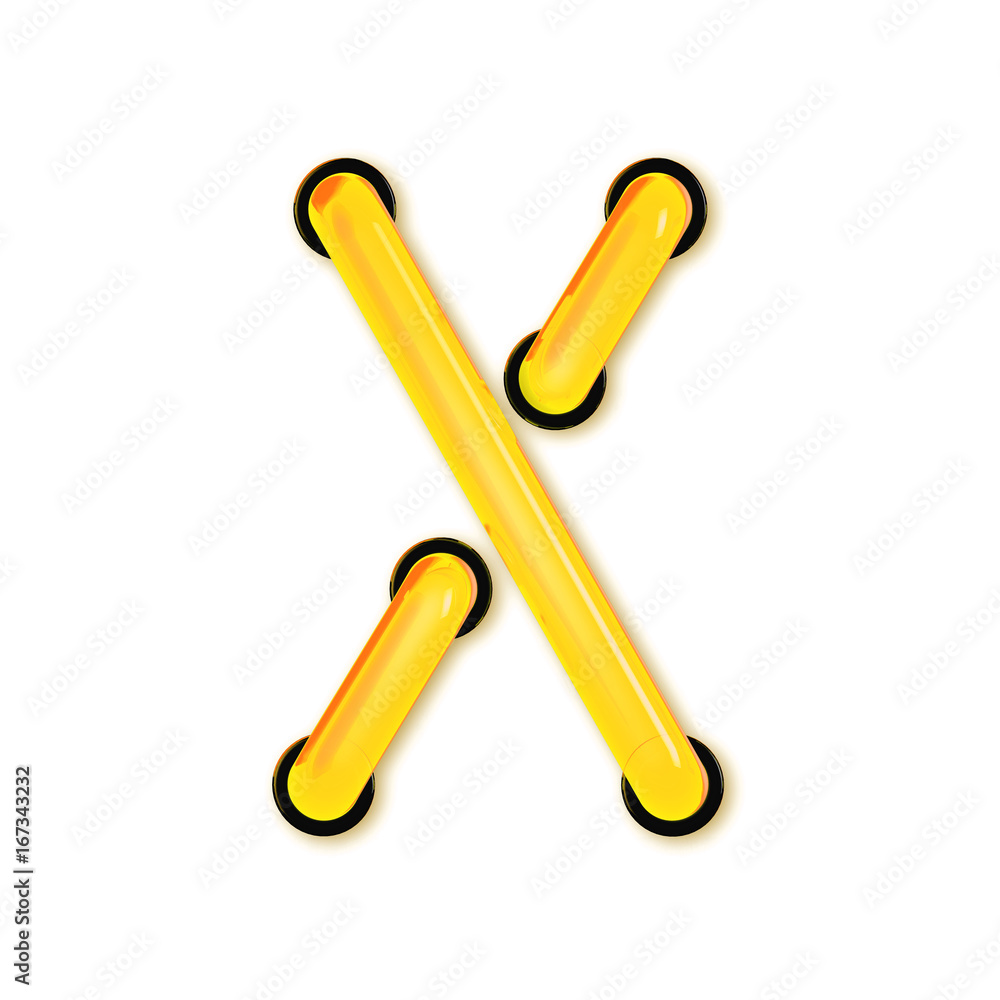 Obraz premium Neon tube style light letter X. Glowing neon Capital letter. 3D rendering