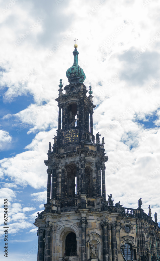 Tower of the catholic cathedral in Dresden, Hofkirche, Germany