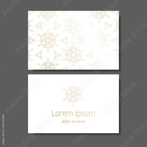 Business Card. Vintage decorative elements. Ornamental floral business cards, oriental pattern.