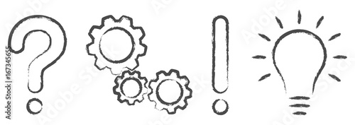 Questioning, analysis, planning, idea