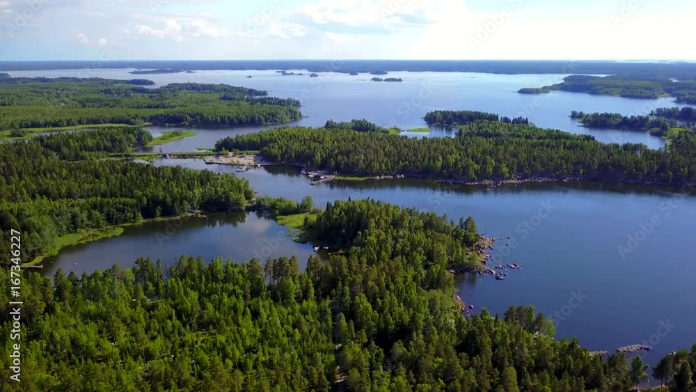 Beautiful views of the coastline and the islands of the archipelago on a clear sunny day. 4K aerial video. Beautiful views of the coastline and the islands of the archipelago on a clear sunny day. 4K aerial video.