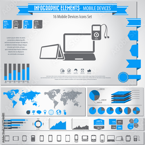 Mobile Devices Icons and infographics element. Vector.