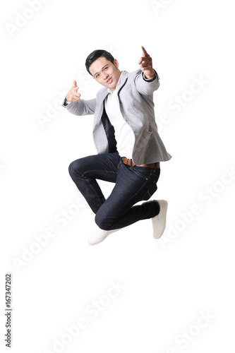 Portrait of Asian Business Man Isolated With Gesture Sign