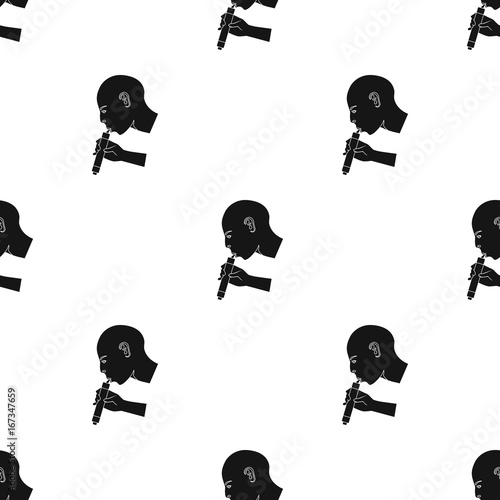 Man drink through compact filter icon in black style isolated on white background. Water filtration system symbol stock vector illustration.