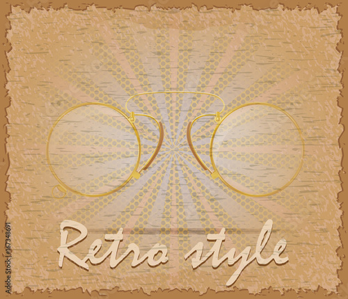 retro style poster old eyeglasses pince-nez vector illustration