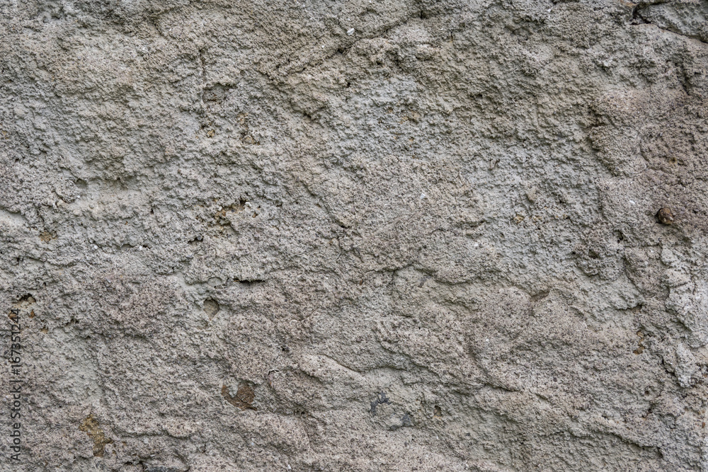 Gray Rough Plastered Concrete Wall Background Texture Detail.