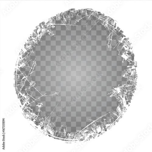 Frozen window texture on a transparent background. Frosted glass. New Year background. Vector illustration