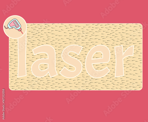 Laser hair removal symbol. Hairy skin and text on it. Skin care symbol for cosmetology spa, salon