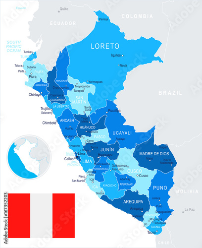 Peru - map and flag illustration