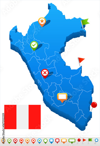 Peru - map and flag illustration