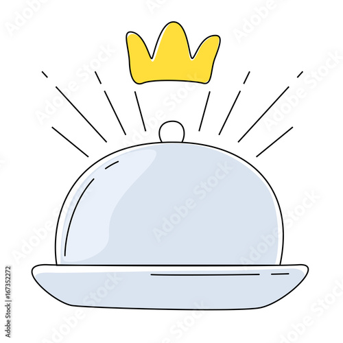 Hand drawn food cloche with golden crown