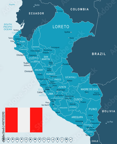 Peru - map and flag illustration