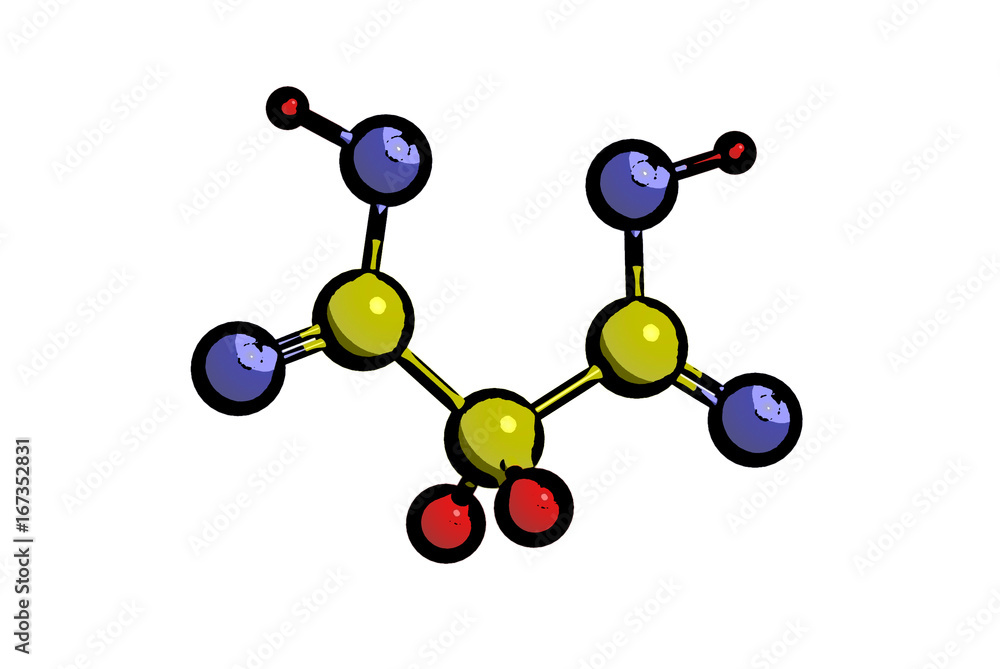 Molecular structure of malonic acid, 3D rendering Molecular structure of malonic acid, 3D rendering