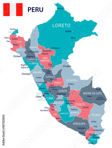 Peru - map and flag illustration