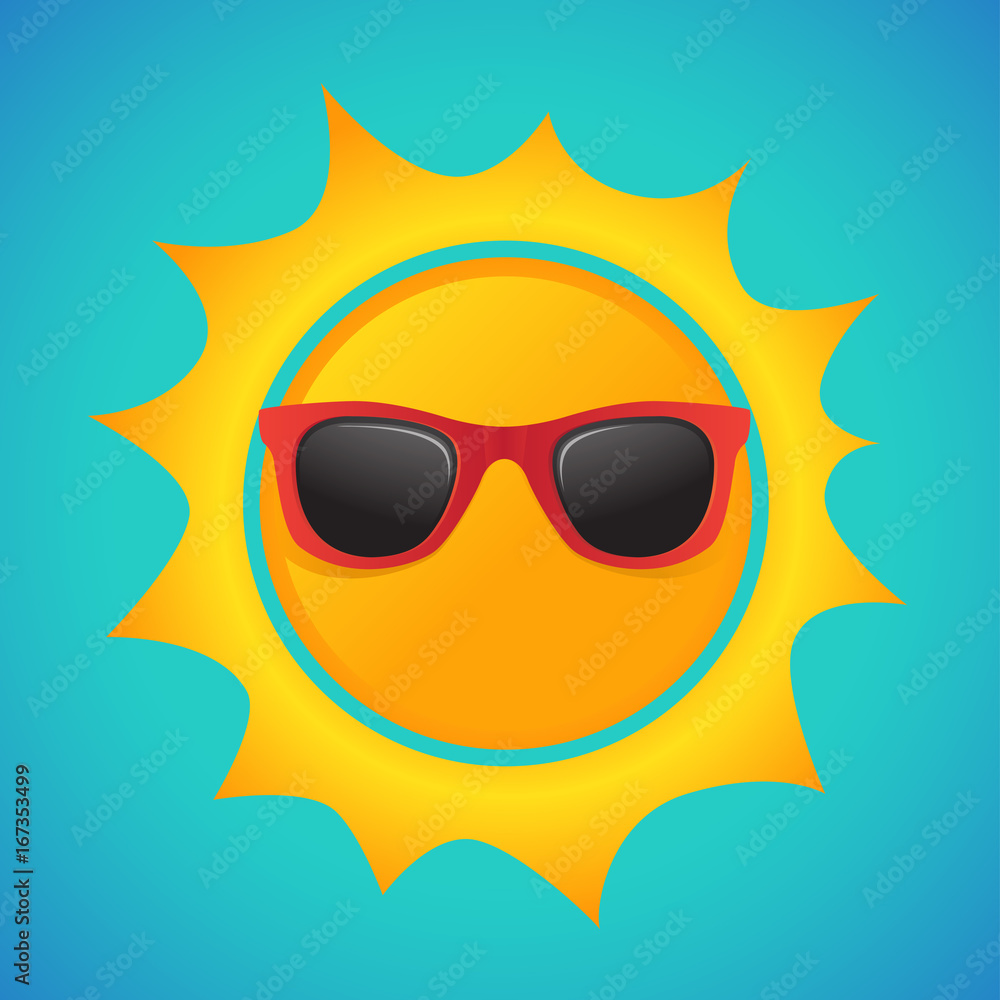 Summer sun with hipster sunglasses