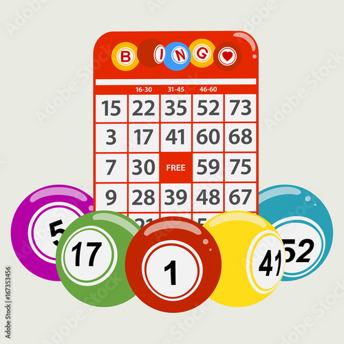 Drawning style bingo balls and red card background