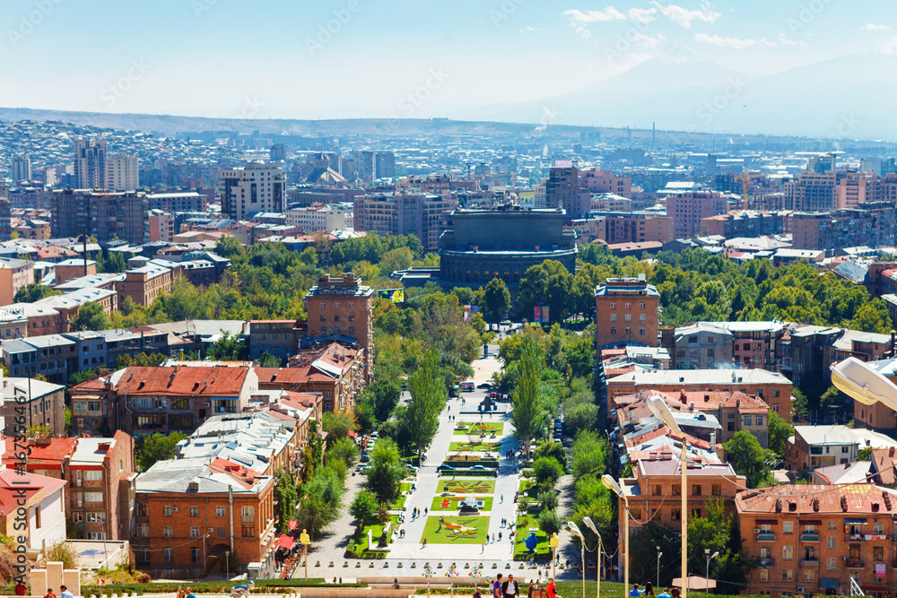Yerevan, Armenia - 26 September, 2016: A view of Yerevan from Cascade complex in sunny day