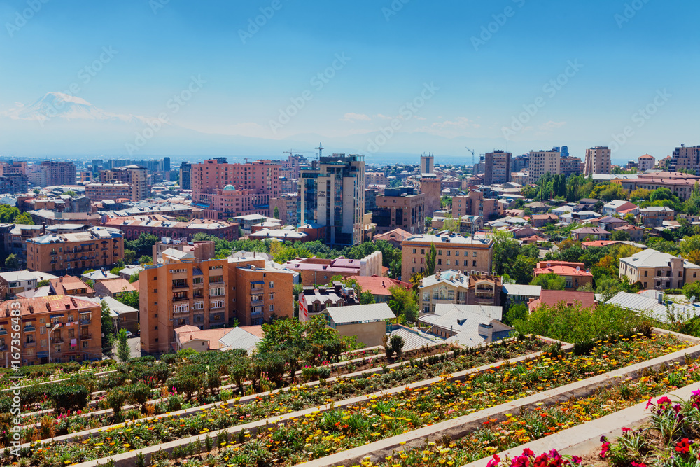 Yerevan, Armenia - 26 September, 2016: A view of Yerevan from Cascade complex in sunny day