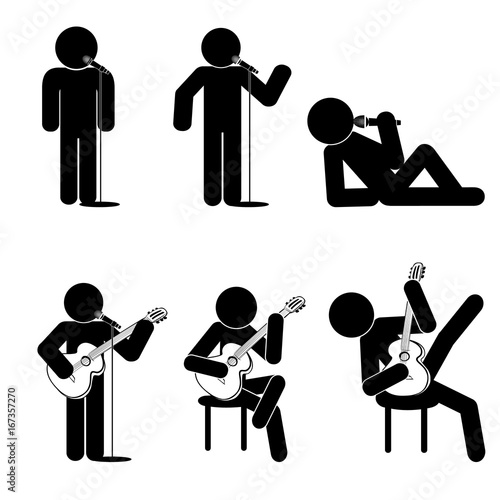Stick man sing icons set