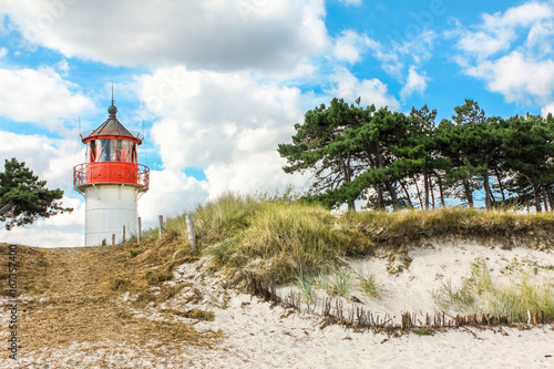Old lighthouse Gellen on sunny summer day. Hiddensee, Baltic Sea. © Drepicter