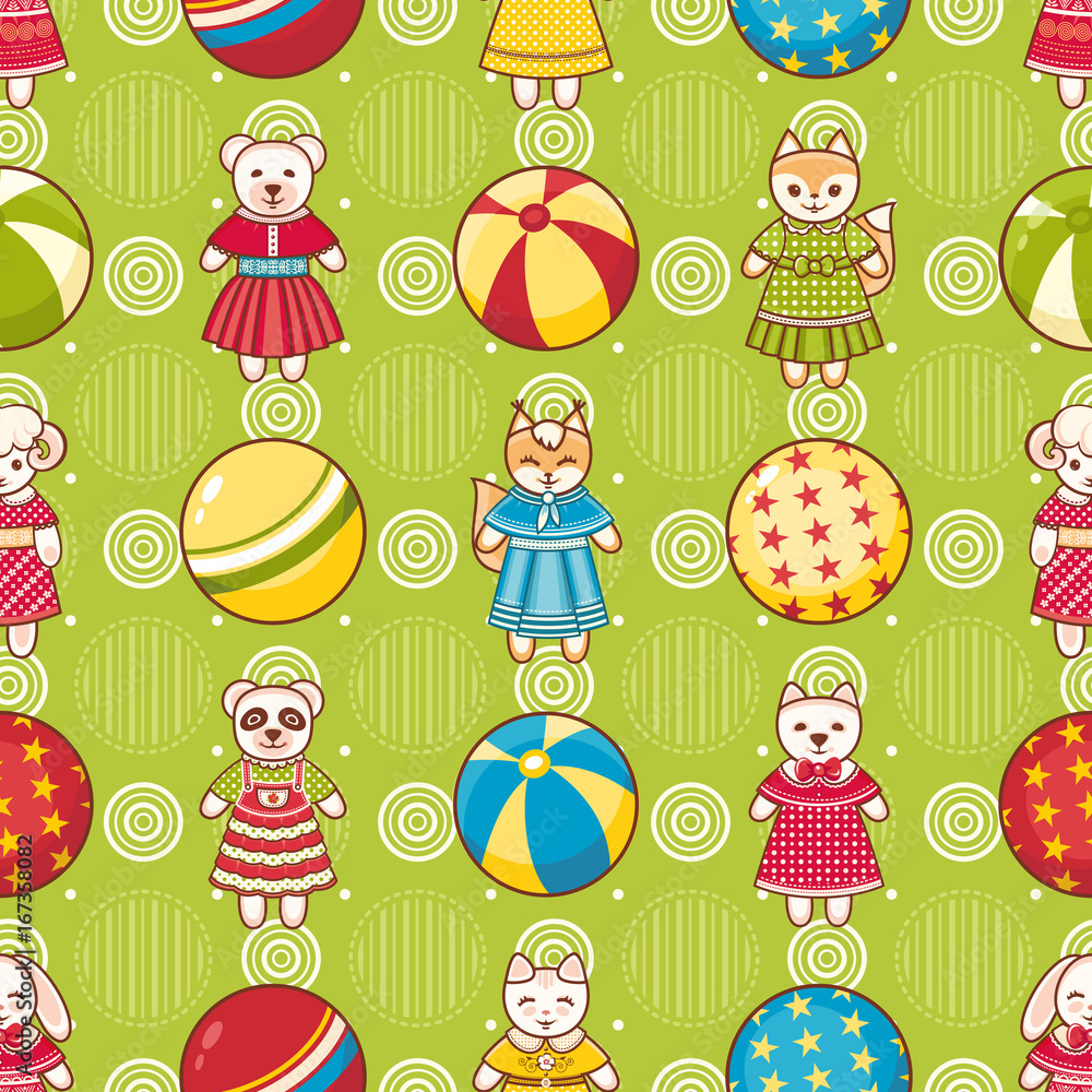 Fototapeta premium Child toy seamless pattern. Design element 