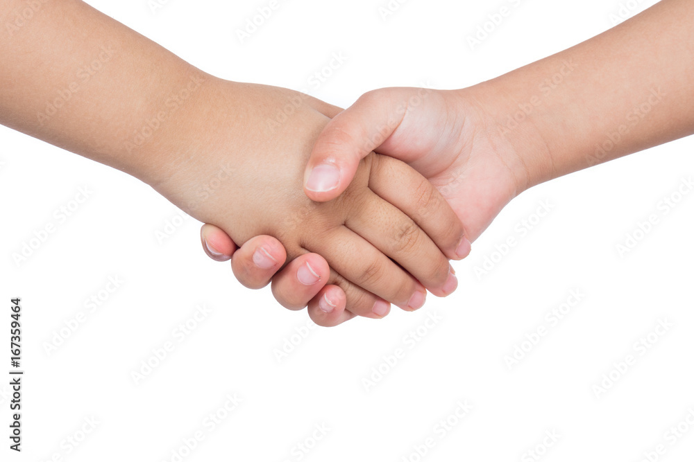 Shaking hands of two children Shaking hands of two children