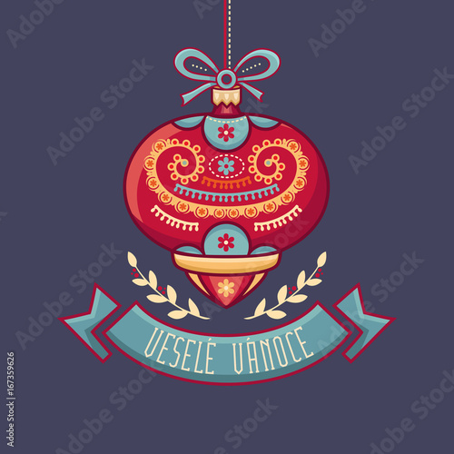 Czech language. Vesele Vanoce. Christmas message. 