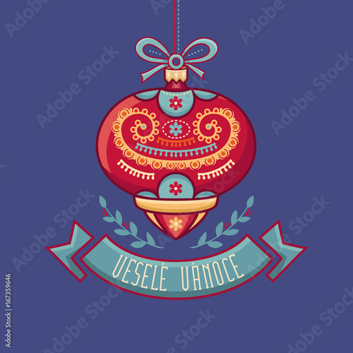 Czech language. Vesele Vanoce. Christmas message. 