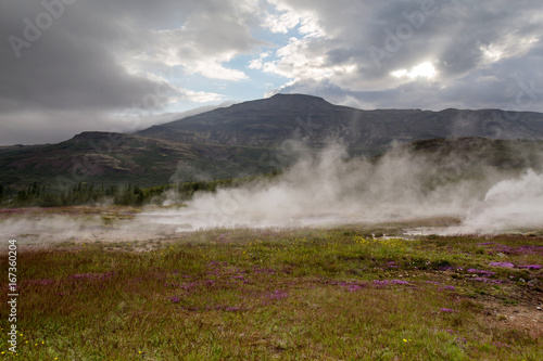 Geysir geothermal area on the Golden circle in south west Iceland