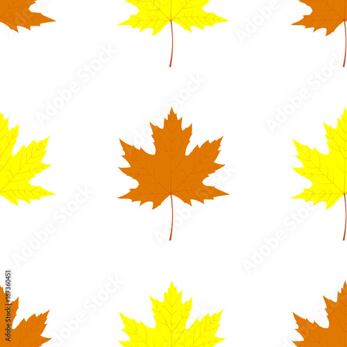 Maple leaves. Seamless pattern with autumn falling leaves. Vector illustration