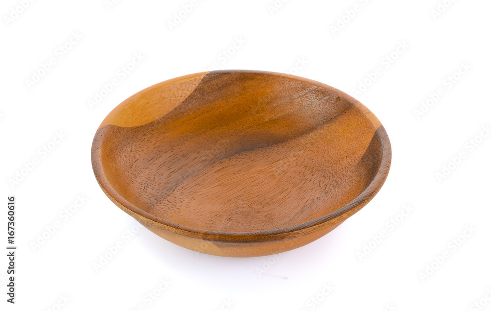 empty wood bowl on white background empty wood bowl on white background