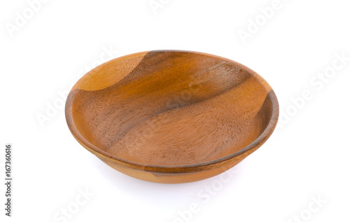empty wood bowl on white background
