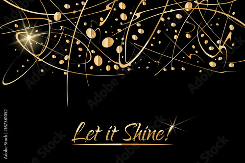 Abstract Vector Background with gold paint drops. Luxury design with place for text. Perfect for poster, flyer, banner, post or greeting card, business card