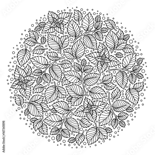 Pattern for coloring book. Leaves.