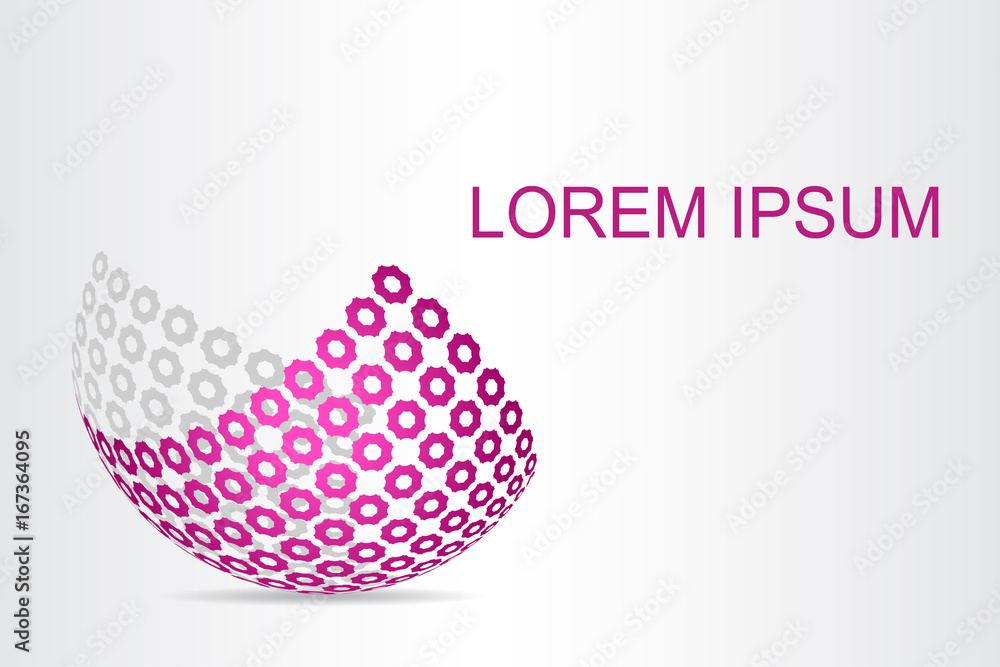 Obraz premium Logo stylized spherical surface with abstract shapes