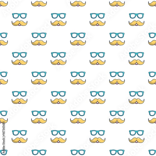 Nerd glasses and mustaches pattern seamless