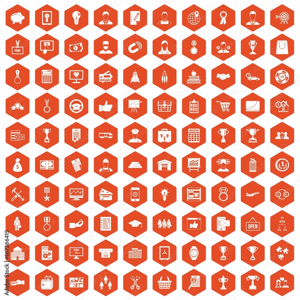 100 business career icons hexagon orange 100 business career icons hexagon orange