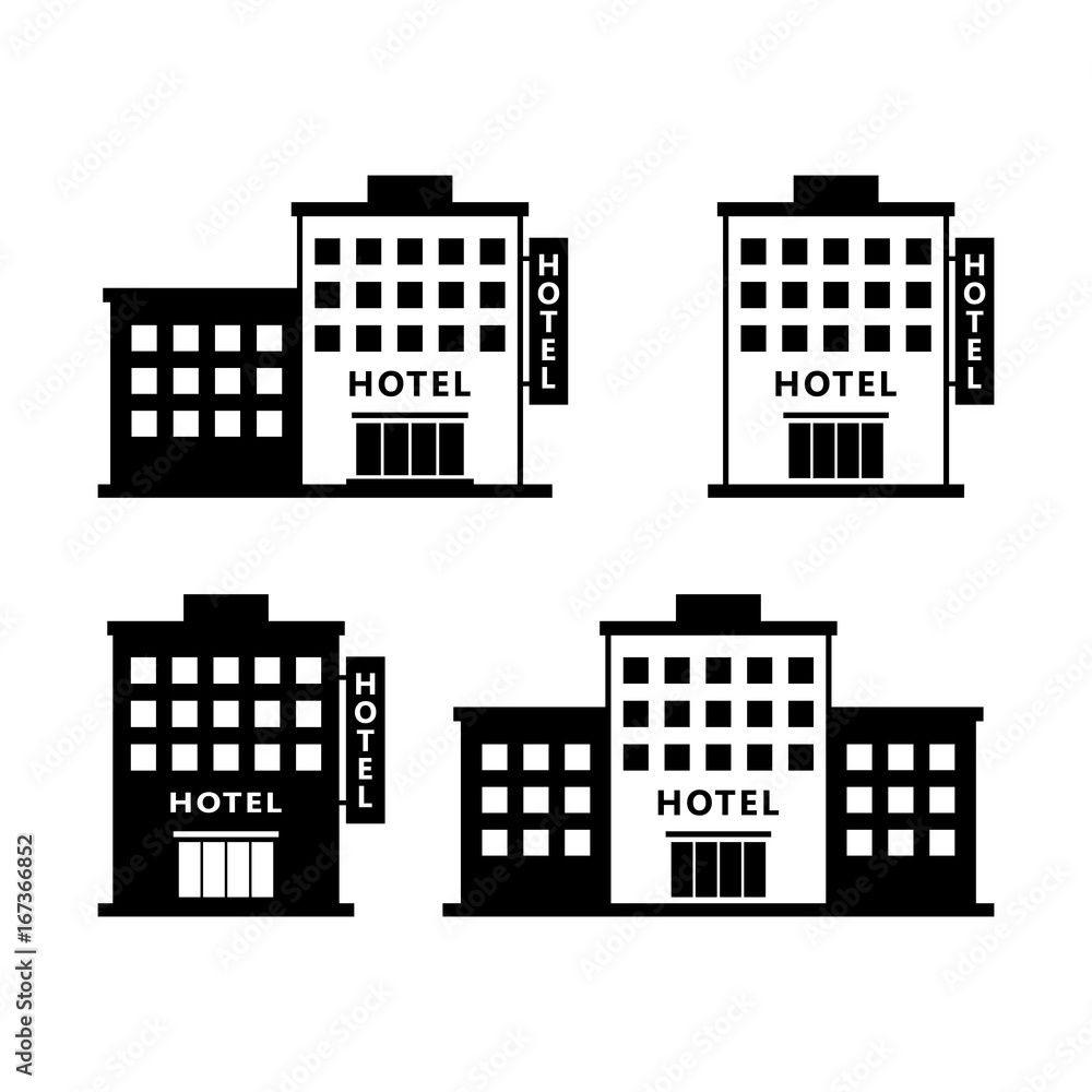 Hotel vector icons on white background
